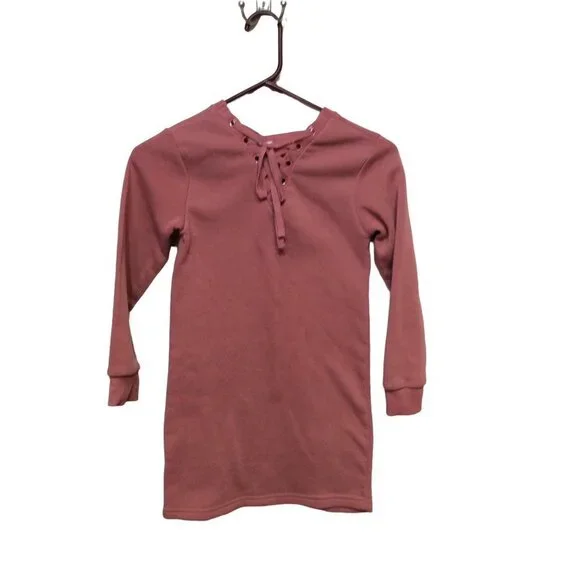 SCOOTER Brown Long Sleeve Dress 8 Girls Mauve Cotton/Polyester - Picture 2 of 3